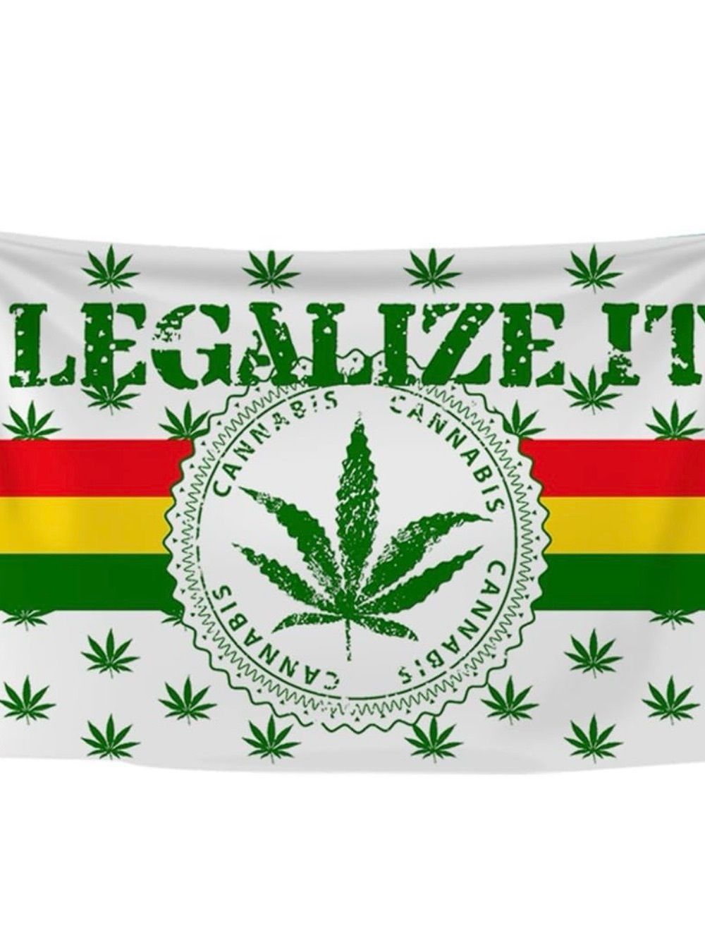 NWT - Legalize It Cannabis Leaf Flag- Green, Red & Yellow